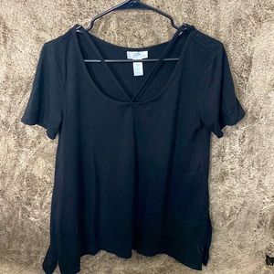 Black Swoop Neck Baggy T Shirt Size Medium